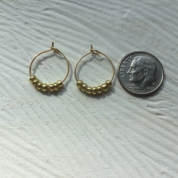 Gold Beaded Hoops - Picture 3 of 4